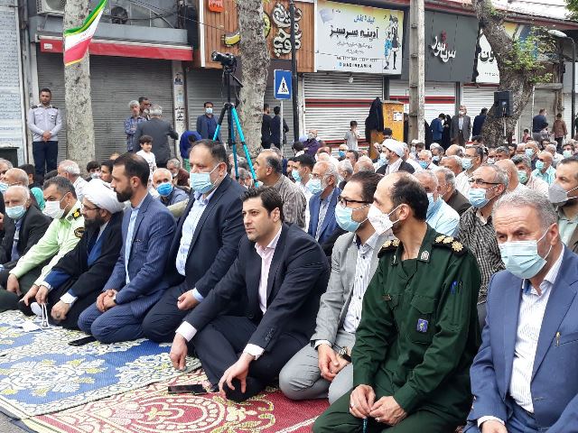 حضور رضا زنده دل شهردار، اعضای شورای اسلامی شهر، مدیران و کارکنان شهرداری لاهیجان در راهپیمایی روز جهانی قدس
